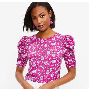 LOFT Floral Cinched Puff Sleeve Tee